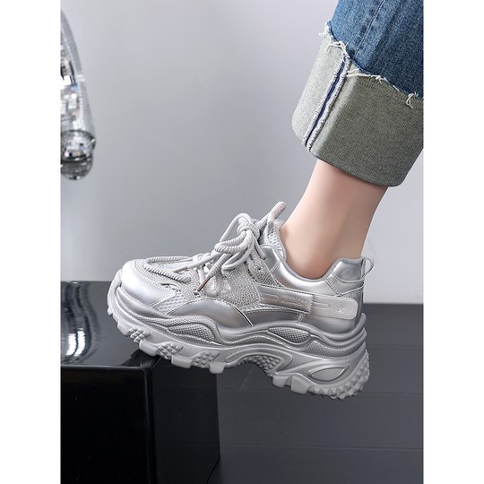 厚底老爹鞋女2024年秋冬季新款加绒时尚百搭休闲鞋增高软底运动鞋