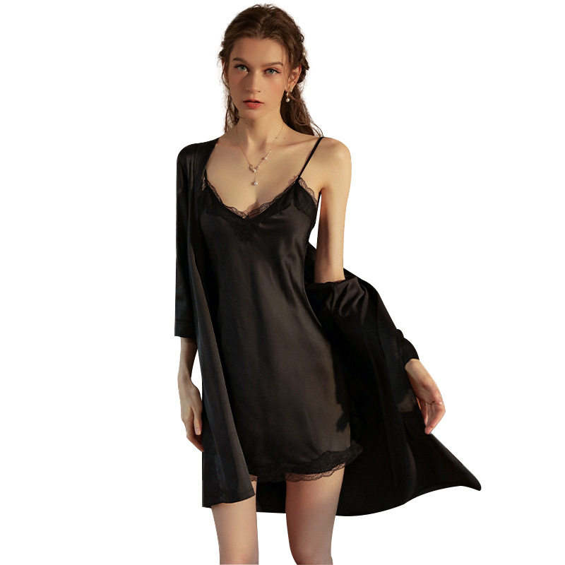 仙懿性感深V蕾丝诱惑睡衣冰丝短袖大码纯欲吊带睡裙女士家居服470,淘宝优惠券,粉丝福利购,淘宝优惠卷