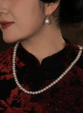 搭配旗袍珍珠项链妈妈款颈链饰品50cm锁骨链女士颈饰毛衣链子555