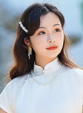 搭配旗袍珍珠项链饰品女士锁骨链子50cm颈链中长款新款毛衣链460