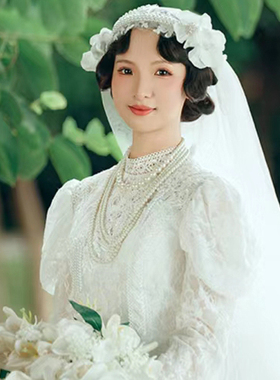 多层珍珠项链中长款拍照颈链法式多层叠戴锁骨链女士颈饰项圈1996