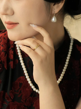 旗袍拍照仿珍珠加长锁骨链