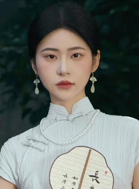 搭配旗袍项链55cm仿珍珠锁骨链女士新中式颈链中长款毛衣链子450