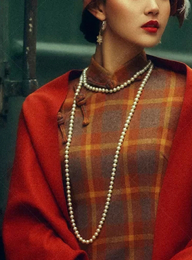 旗袍珍珠项链多层女复古百搭颈链