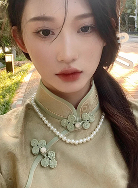 搭配旗袍珍珠项链夏季choker配裙子颈链50cm毛衣链女士锁骨链1341