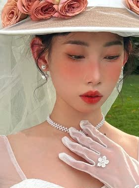 手工编织小珍珠项链颈链女士choker毛衣链子项圈拍照写真饰品1441