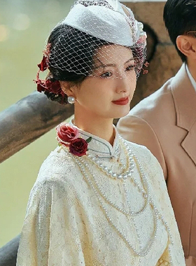 新款多层珍珠项链配旗袍配饰品女士夏季中长款锁骨链子毛衣链1551