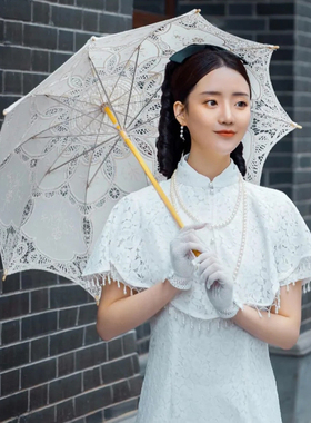 双层珍珠项链配旗袍配饰品中长款