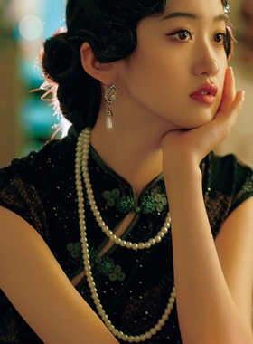 配旗袍珍珠项链女士颈链