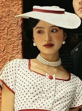 三层珍珠项链多层短款choker女法式复古摄影拍照饰品时尚颈链2101