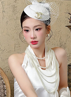 多层珍珠项链法式复古风配礼服配饰品颈链子女士锁骨链中长款658