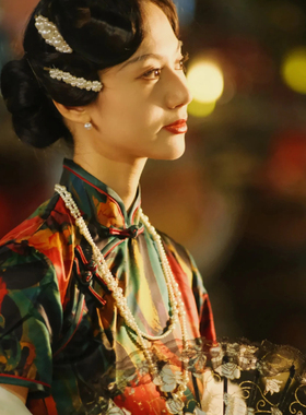 搭配旗袍珍珠项链中长款毛衣链女士多戴法双层颈链锁骨链项圈335