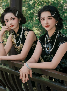 仿珍珠项链旗袍配饰品新中式国风锁骨链中长款毛衣链女士项饰445