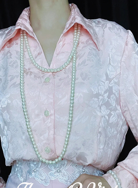 双层珍珠项链饰品配裙子颈链中长款毛衣链子时尚百搭锁骨链女士94