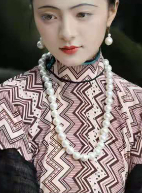 搭配旗袍珍珠项链女款70cm毛衣链子颈链中长款新中式拍照饰品132