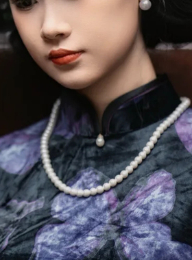 搭配旗袍项链项圈女士加长款仿珍珠颈链55cm拍照写真饰品项圈500