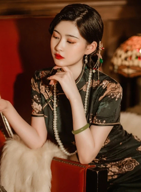 配旗袍珍珠项链中长款毛衣链子