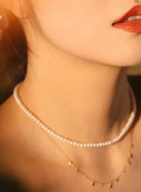 小珍珠项链女生choker颈带