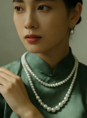 多层仿珍珠项链旗袍配饰品颈链女士白色锁骨链双层叠戴毛衣链567