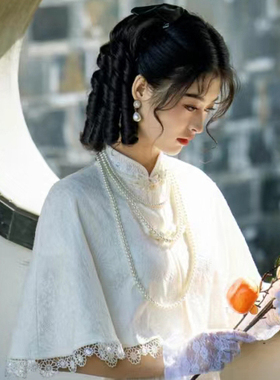 三层珍珠项链配旗袍配饰品多层女中长款毛衣链颈链简约锁骨链062