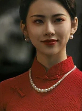 配旗袍珍珠项链女士多层颈链