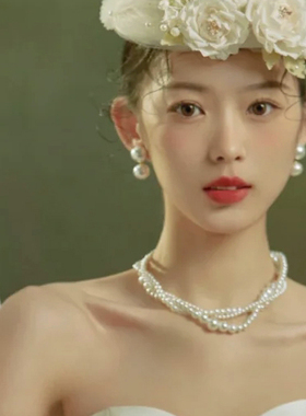 多层珍珠麻花锁骨链女