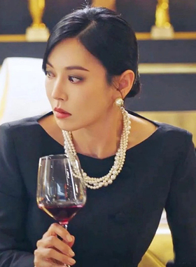 多层珍珠项链颈链双层叠戴配饰品