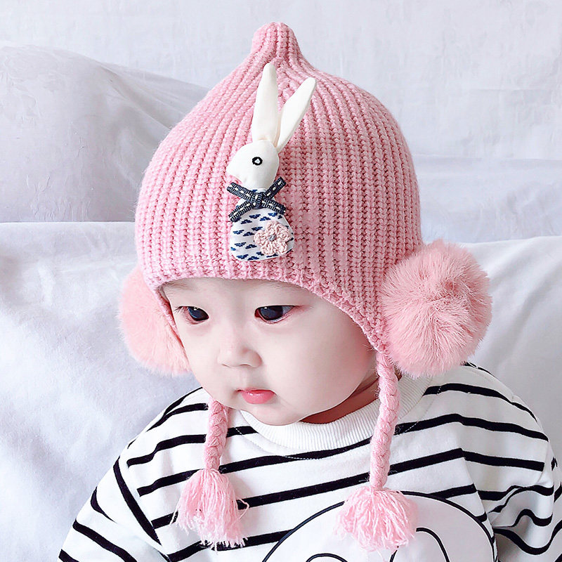 小兔子子春秋冬0-12个月3 6婴儿帽 惜帛帽子