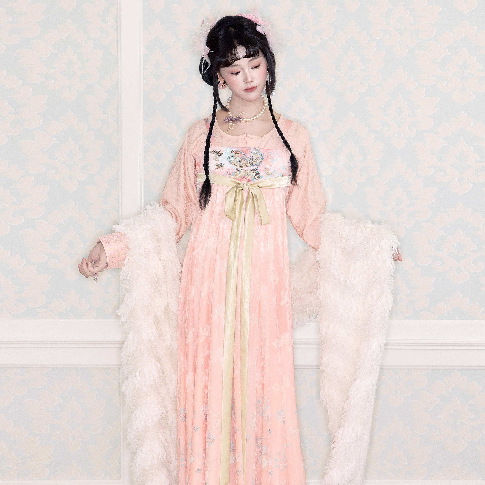 粼夕squama【凤引】改良12破齐胸连衣裙汉服套装古风唐法门寺披袄,淘宝优惠券,粉丝福利购,淘宝优惠卷