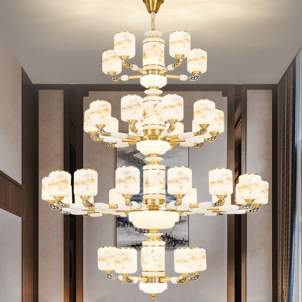 雷士新中式客厅吊灯2025官方全铜玉石中古风卧室餐厅别墅灯具套餐,淘宝优惠券,粉丝福利购,淘宝优惠卷