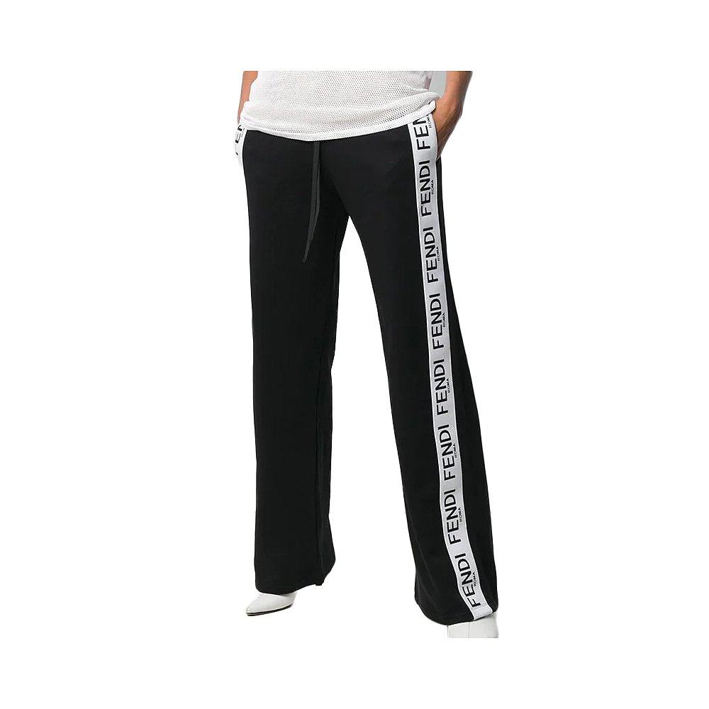 香港直发fendi芬迪女士黑色直筒阔腿运动裤fab157a6jdf0gme