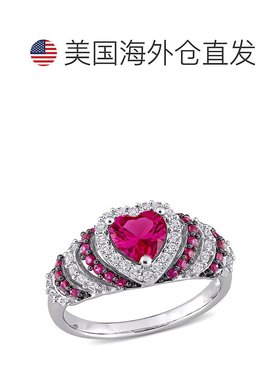 自营 Mimi & Max 1 3/4 克拉 TGW 人造红宝石和人造白色蓝宝石心