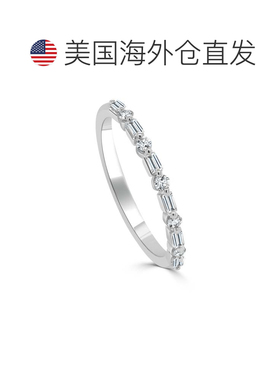 自营sabrina14K White Gold Baguette Diamond Ring - white gold