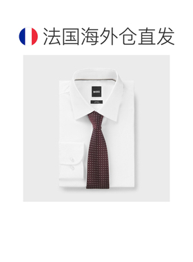 自营欧洲直邮HUGO BOSS雨果博斯 男士深红色丝质微图案提花领带