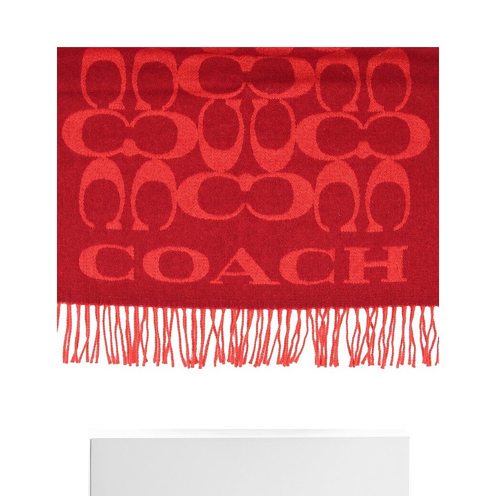 天猫国际海外直购美国直邮COACH蔻驰女士红色双面围巾个性简约百搭潮流F562093
