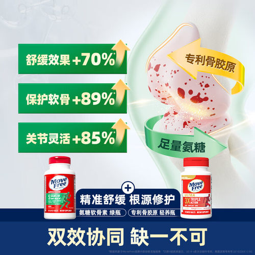 香港直邮美国MoveFree绿瓶氨糖软骨素益节维骨力保护关节120粒 - 图3