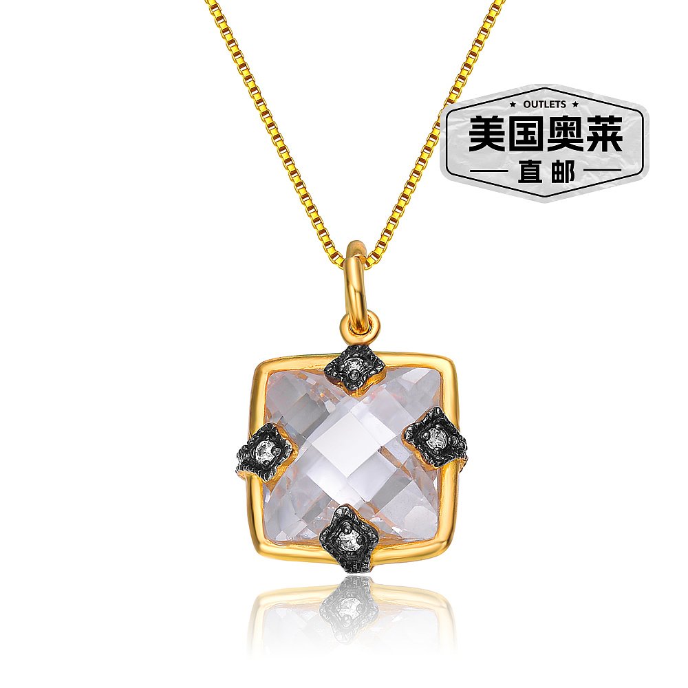 geneviveGold Overlay Cubic Zirconia Fashionable Necklace - g - 图0