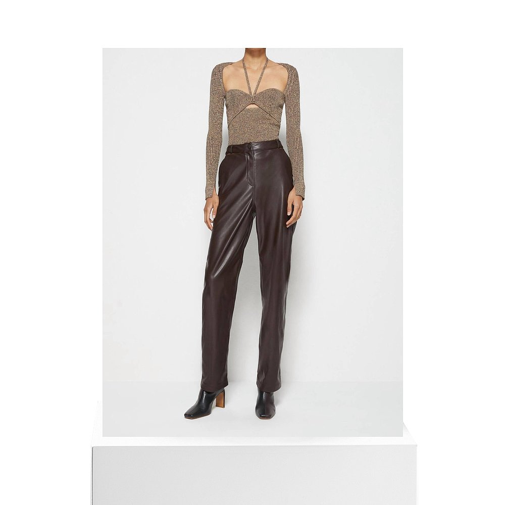 jonathan simkhaiAmelia Vegan Leather Pant In Chocolate choco-图3