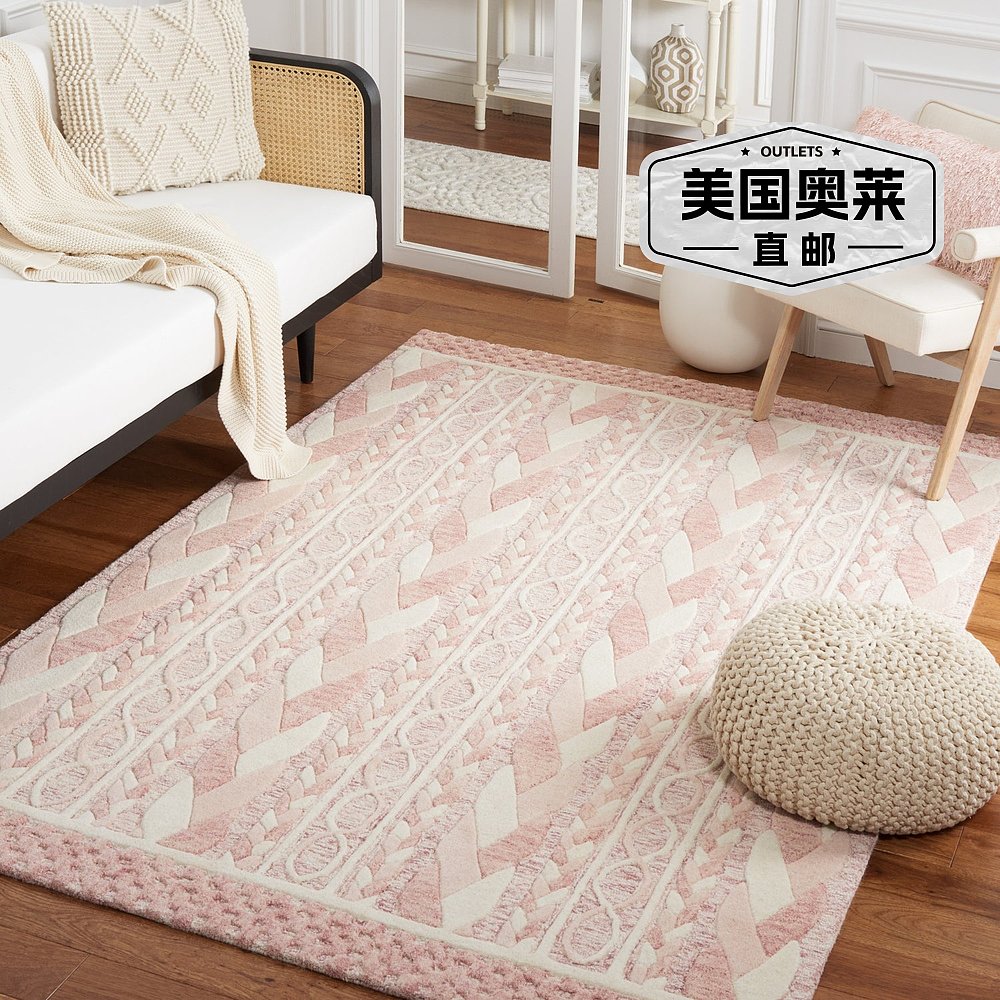 自营safaviehMetro Hand Made Area rug, Pink / Ivory Contempor - 图0