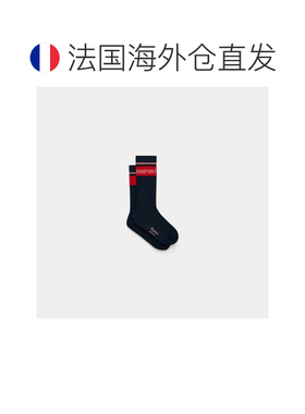 自营欧洲直邮Bonpoint小樱桃 女孩深蓝色棉质罗纹中筒袜