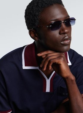 潮奢 Gucci 古驰 男士 矩形太阳眼镜 blue蓝色 舒适时尚