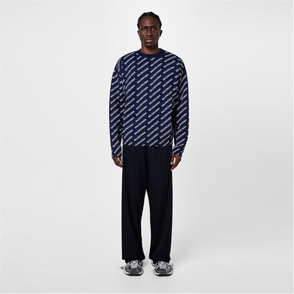 潮奢 Balenciaga 巴黎世家 男士 徽标嵌花棉混纺套头衫 - 图2