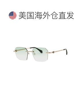 自营Palm Angels几何无边太阳镜，金色边框和绿色渐变镜片Peri10G