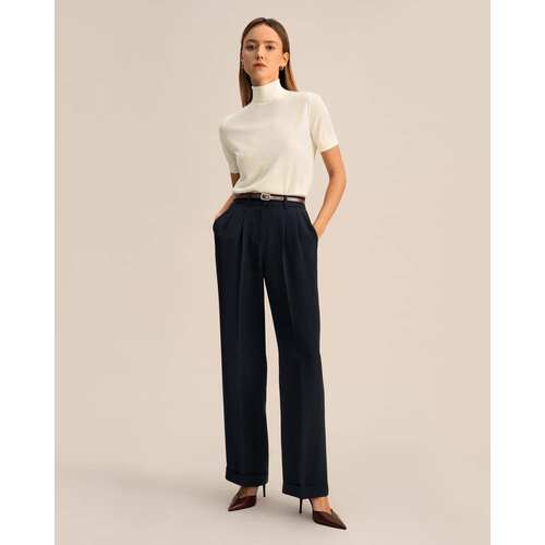 自营lilysilkTimeless Pleated Wide-Leg Dense Silk Trousers - - 图2
