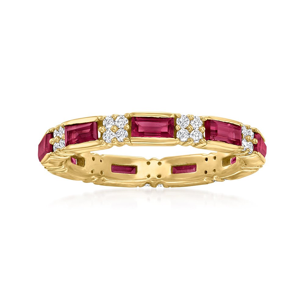 Ross-Simons Rhodolite Garnet and White Zircon Ring in 18kt G - 图2