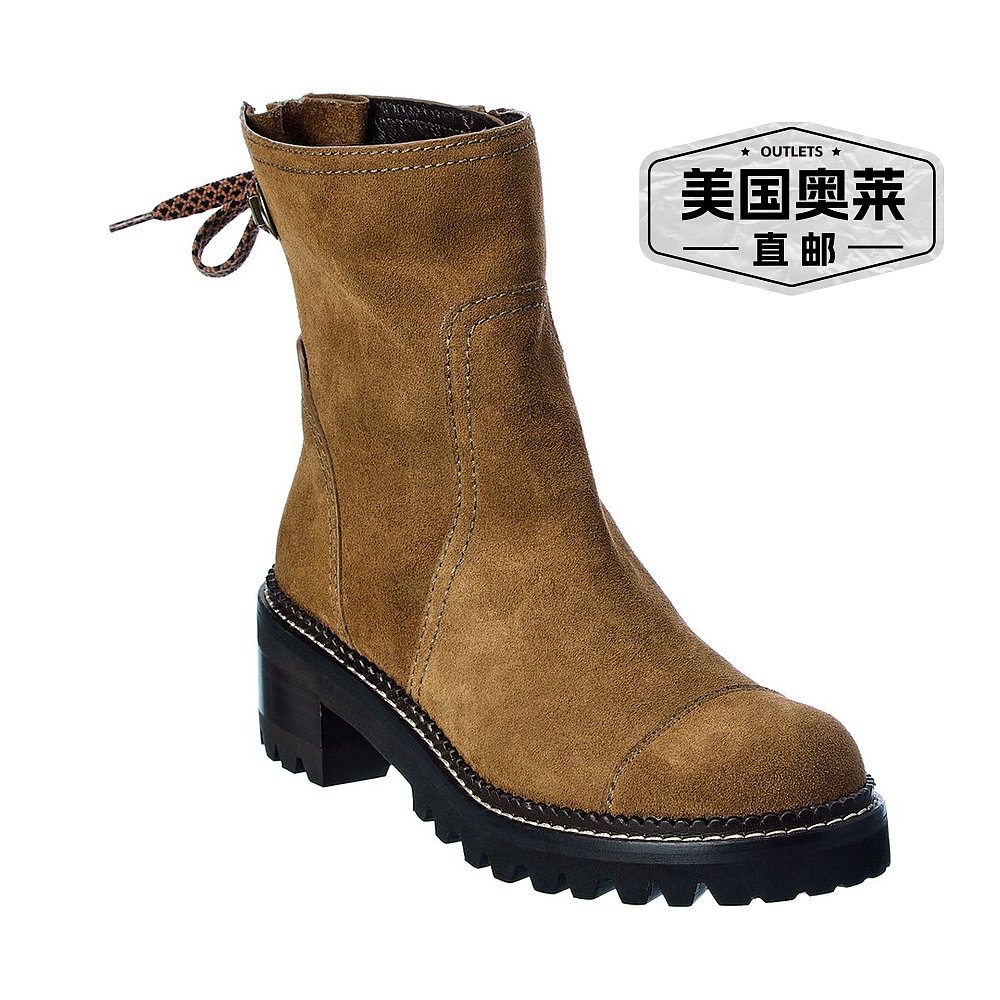 See by Chloe Suede Bootie- brown【美国奥莱】直发-图0