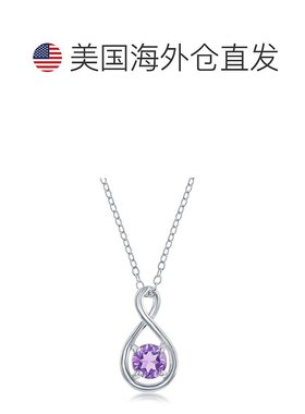 自营 simona纯银圆形无限设计项链 - 紫色 美国奥莱直发吊坠水晶