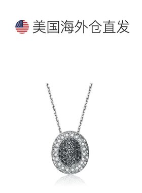 自营 GENEVIVE 纯银黑色和透明立方氧化锆复古项链 美国奥莱直发