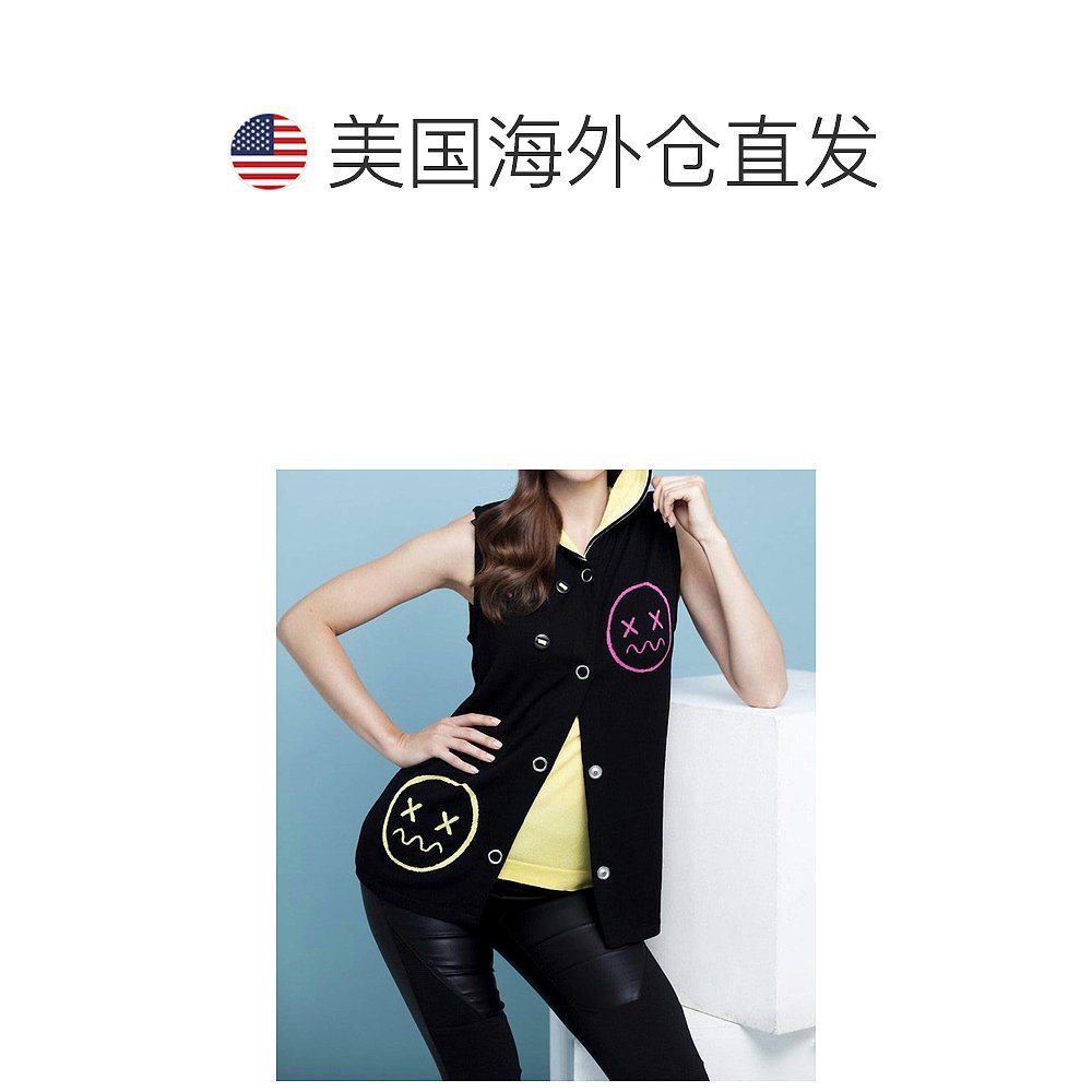 angelEmoji Hooded Vest In Black Multi - black multi 【美国奥 - 图1