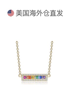 自营 GENEVIVE Sterling Silver Rainnbow Cubic Zirconia Bar Pe